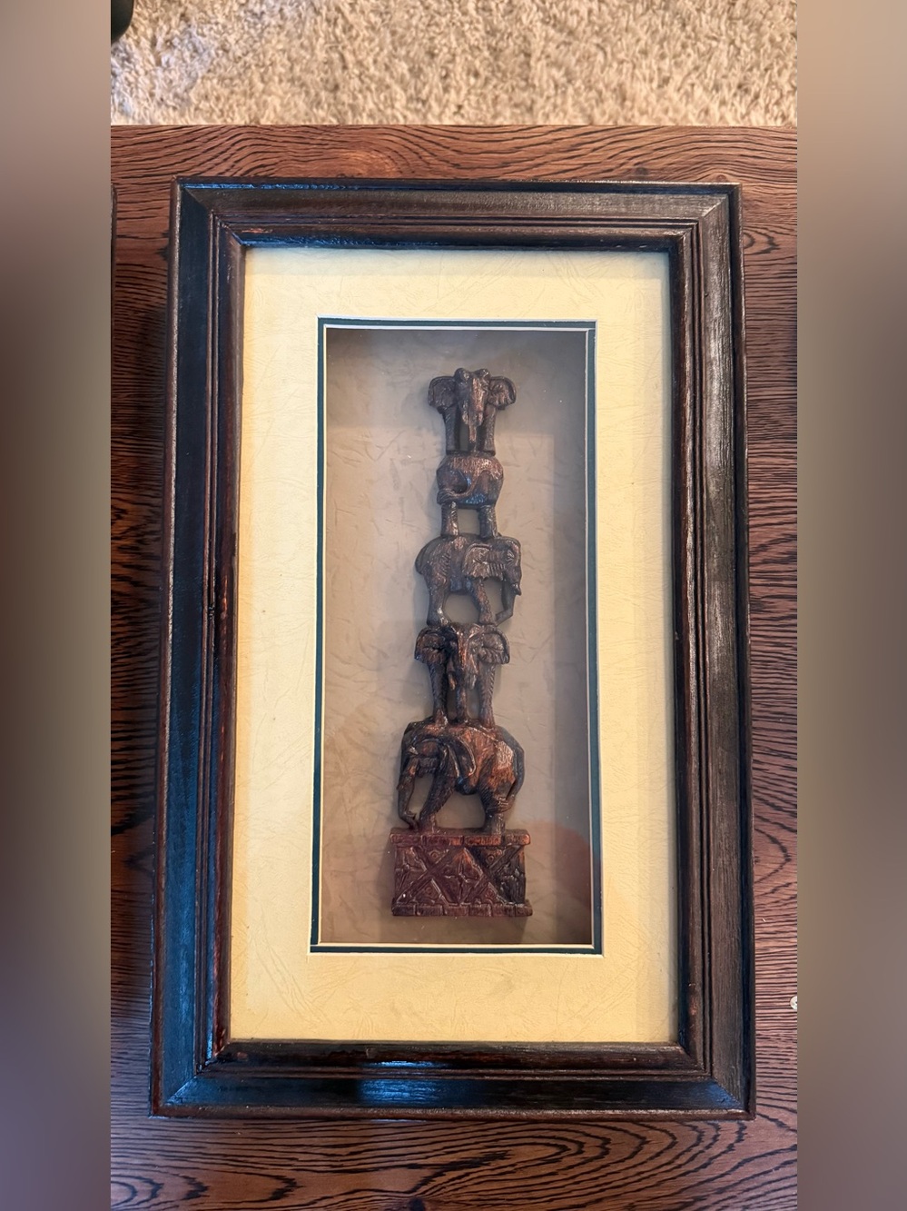Vintage African Safari Shadow Box-(Giraffes, Zebras, Elephants) - Picture 10 of 12